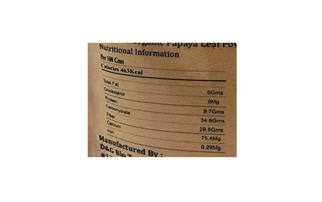 Food 4 You Organic Papaya Leaf Powder (Raw Natural)   Pack  200 grams